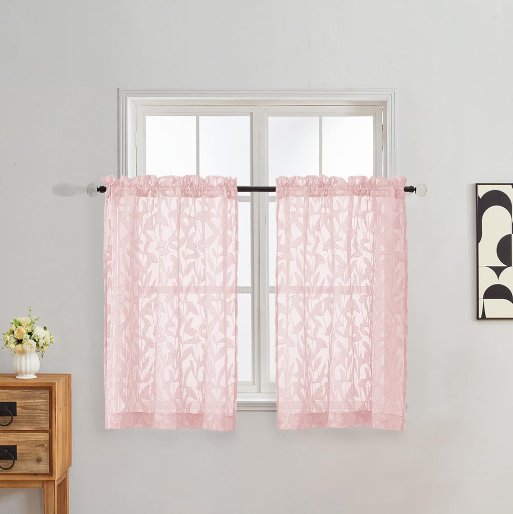 Gwine Sage Green Curtains 84 Inches Long 2 Panels Set, Light Filtering Soft Lightweight Sheer Curtains, Leaf Clip Jacquard Textured Curtain for Bedroom Living Room, 42Wx84L Inches, 2PCS