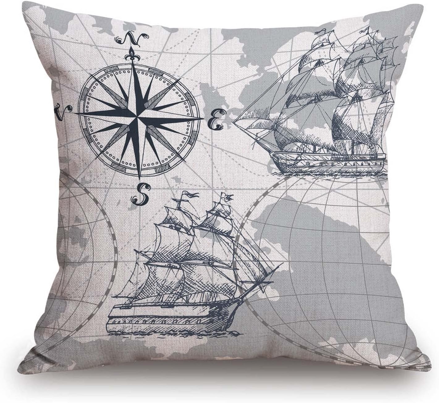 TSSOHU Vintage Flowers Pillow Cover Rustic Cotton Linen Decorative Square Throw Pillow Cover 18x18 Inch for Sofa Couch Decoration