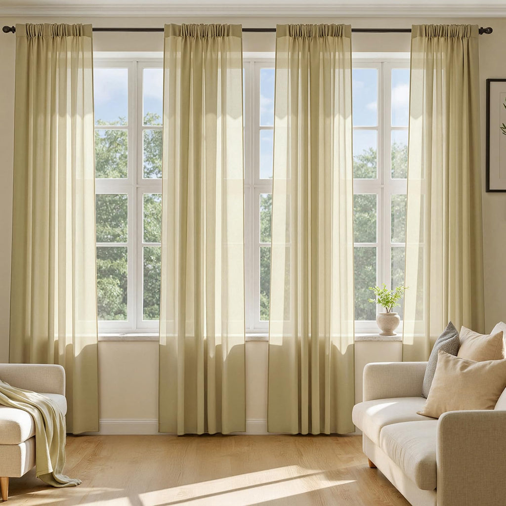 MIULEE White Sheer Curtains 84 Inches Long, 4 Panels Set, Light Filtering Rod Pocket Voile Drapes for Living Room and Bedroom, Airy Soft Fabric Window Treatments, 42 x 84 Inches