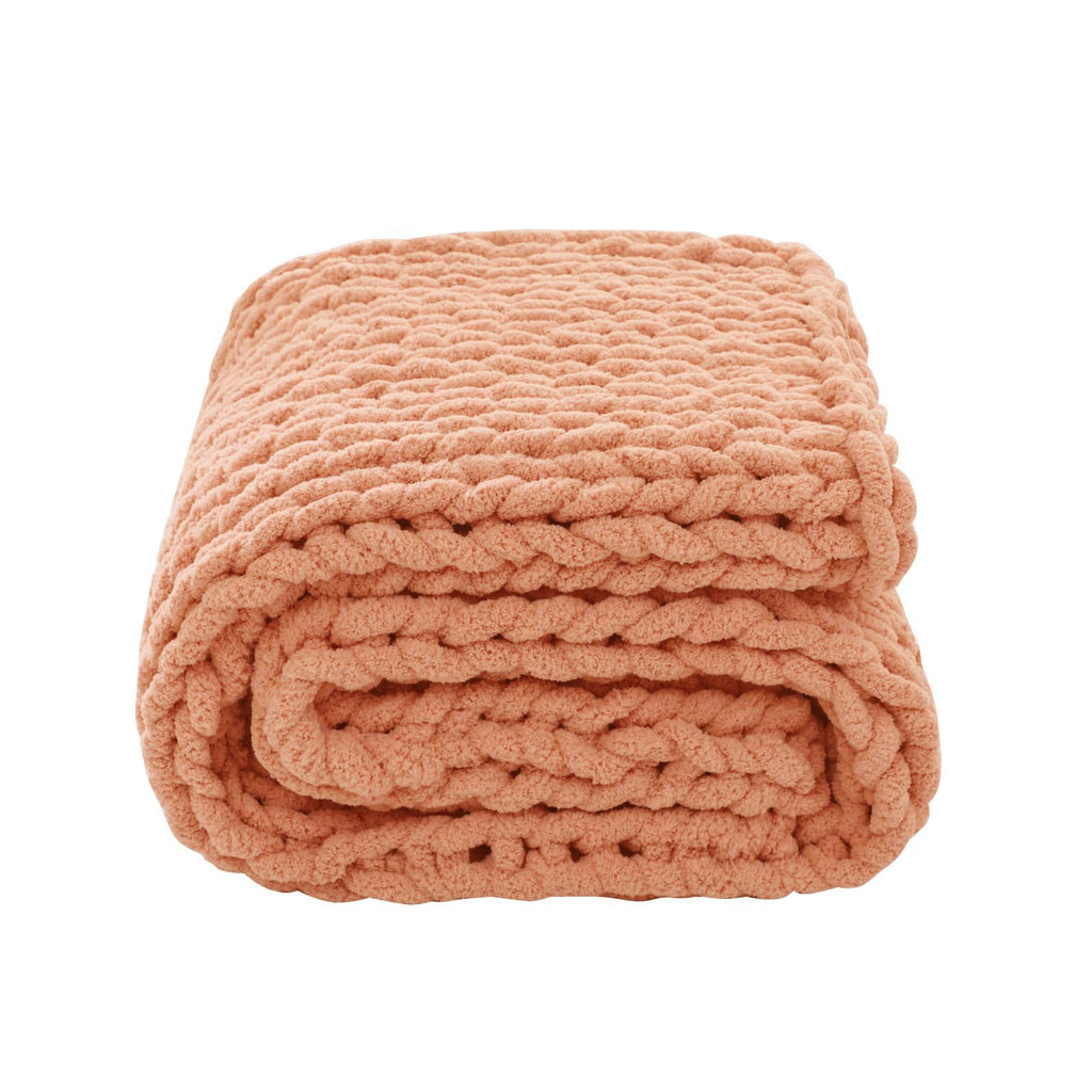 WESHIONGOO Chunky Knit Blanket Throw 40"*40" Knitted Throw Blankets for Couch Bed Fluffy Soft Blanket with Jumbo Chenille Yarn Thick 100% Handmade(Black)