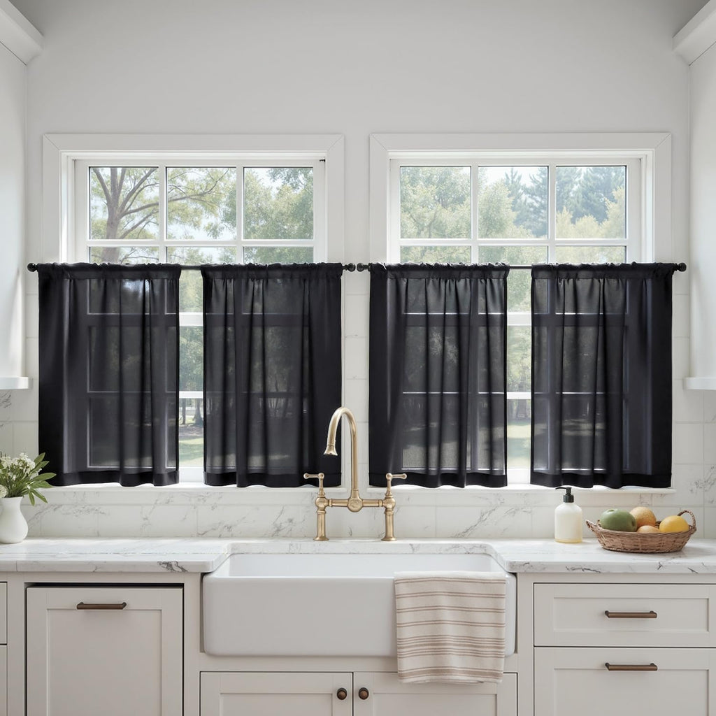 MIULEE White Sheer Curtains 84 Inches Long, 4 Panels Set, Light Filtering Rod Pocket Voile Drapes for Living Room and Bedroom, Airy Soft Fabric Window Treatments, 42 x 84 Inches