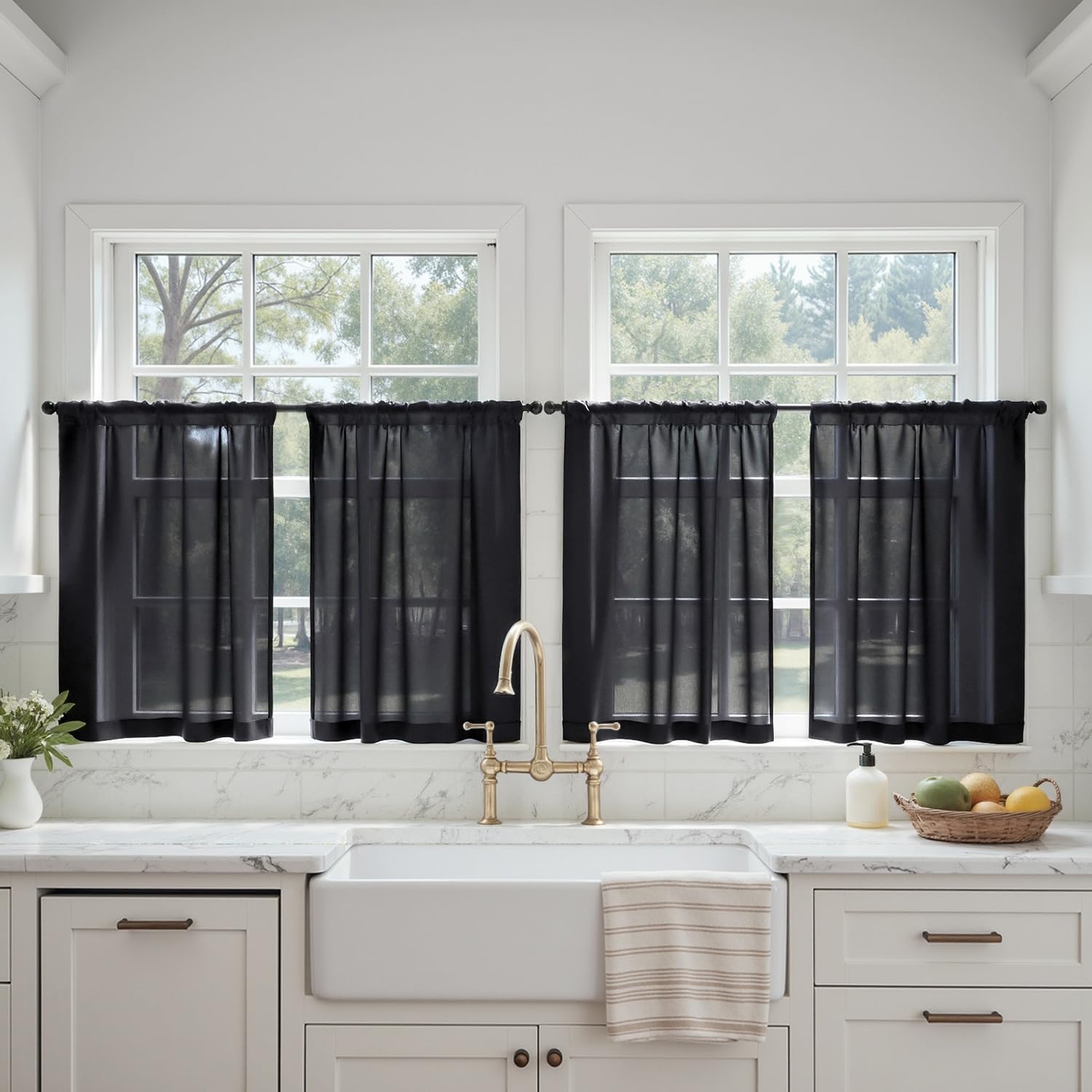 MIULEE White Sheer Curtains 84 Inches Long, 4 Panels Set, Light Filtering Rod Pocket Voile Drapes for Living Room and Bedroom, Airy Soft Fabric Window Treatments, 42 x 84 Inches
