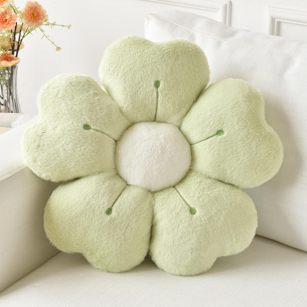 Flower Pillow, Cute Decorative Throw Pillow (White, 15 Inches) | Flower Shaped Pillow, Decorative Throw Pillows for Bed Couch, Cute Daisy Pillow Dorm Decor Floor Seating Cushion