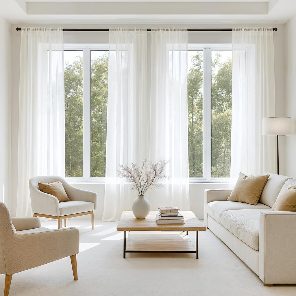 MIULEE White Sheer Curtains 84 Inches Long, 4 Panels Set, Light Filtering Rod Pocket Voile Drapes for Living Room and Bedroom, Airy Soft Fabric Window Treatments, 42 x 84 Inches