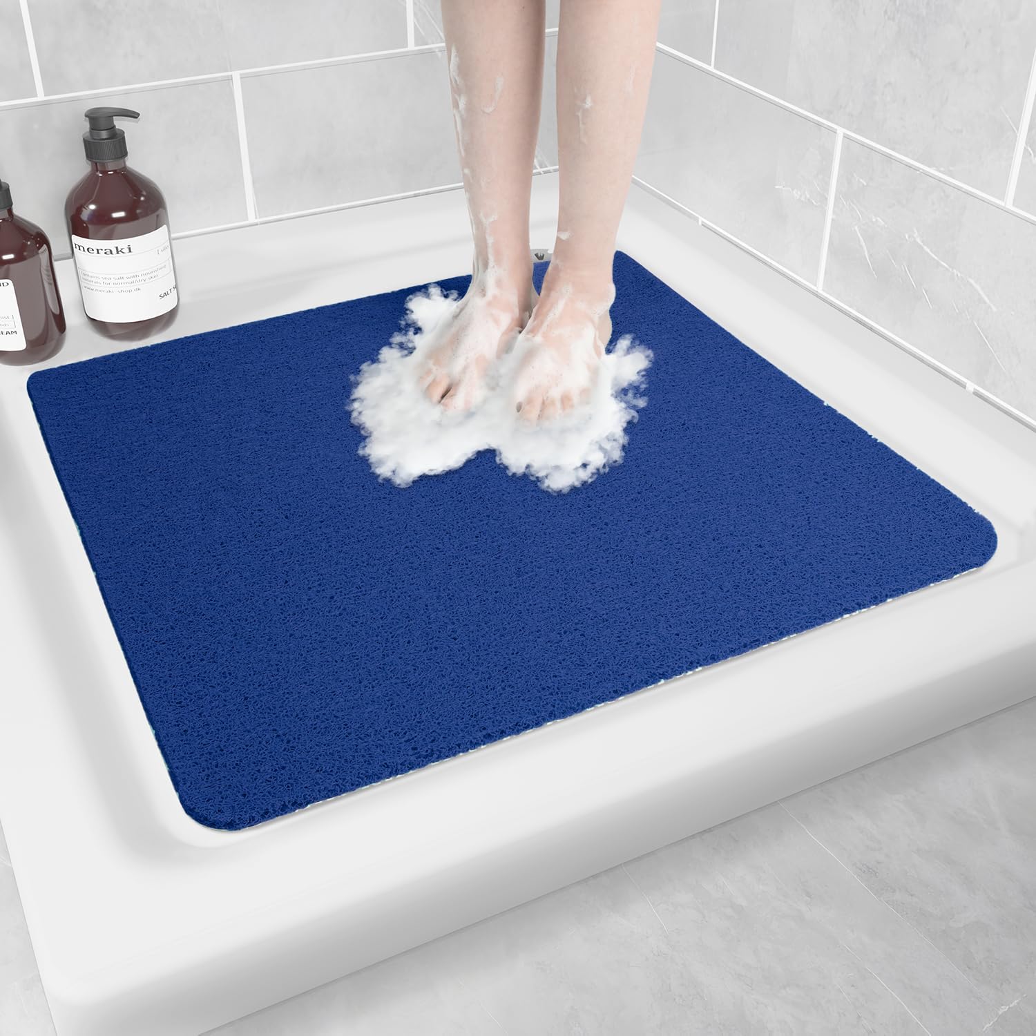 Hargiis Non Slip Bathtub Mat, Foot Scrubber Anti Slip Fast Drying Shower Mat for Tub, Floor,Bathroom, Home, Kitchen, Hotel, Beige, 24x16 Inches