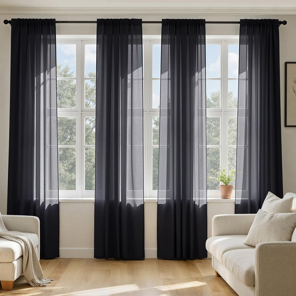 MIULEE White Sheer Curtains 84 Inches Long, 4 Panels Set, Light Filtering Rod Pocket Voile Drapes for Living Room and Bedroom, Airy Soft Fabric Window Treatments, 42 x 84 Inches