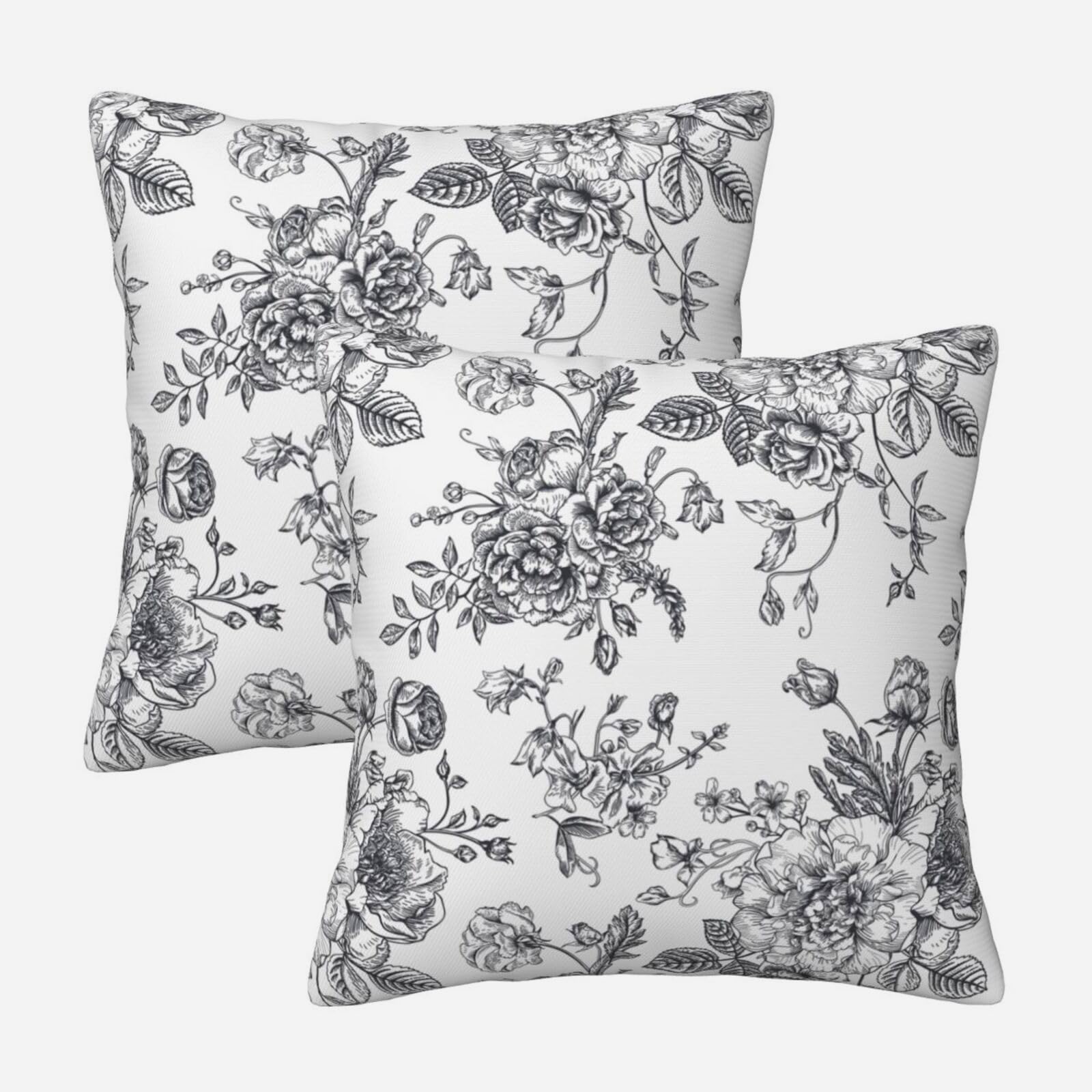 Pink and White Floral Throw Pillow Covers 18x18 Inches Set of 2, Decorative Vintage Chinoiserie Flower Pillow Case Farmhouse Cushion Covers for Sofa Bed Couch Living Room