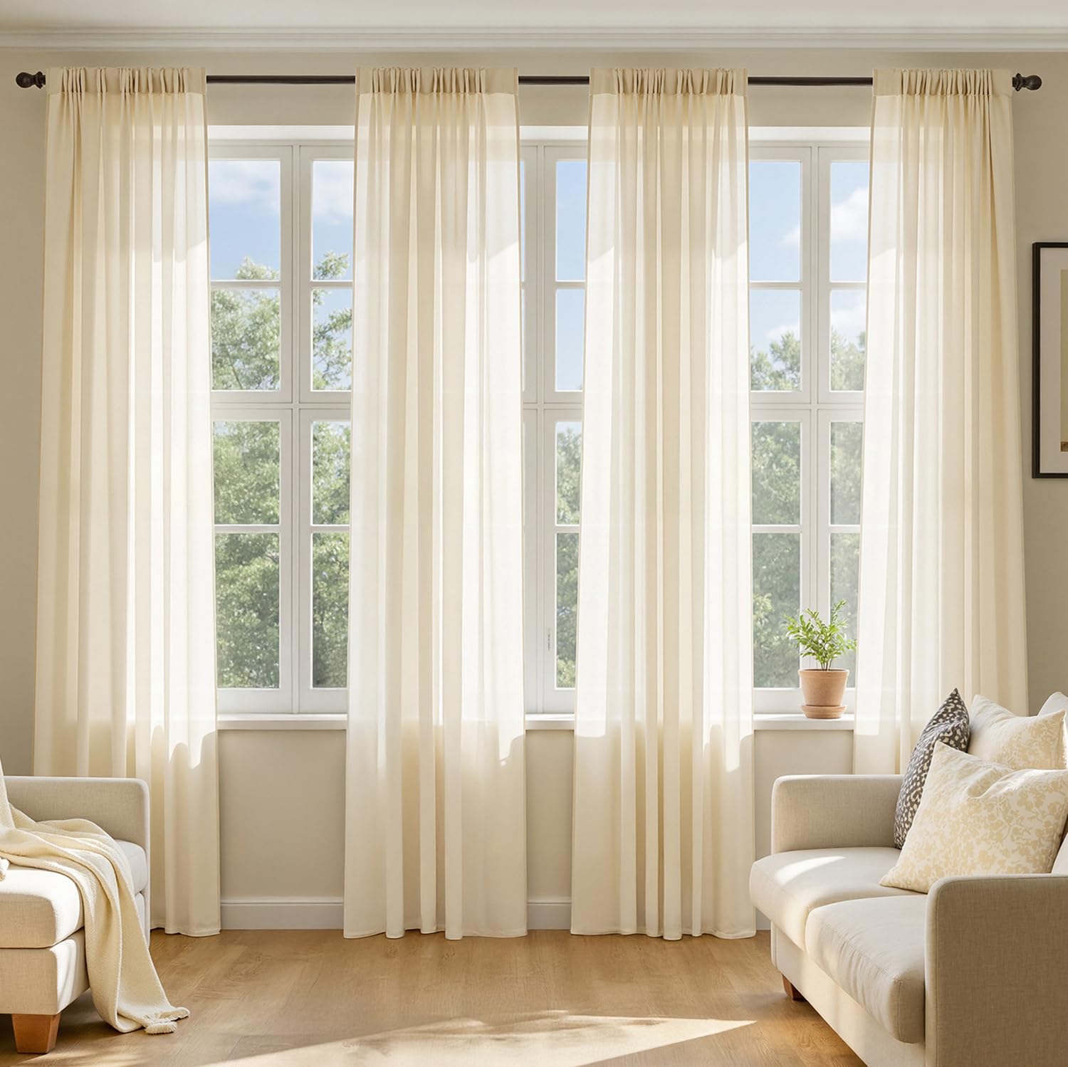 MIULEE White Sheer Curtains 84 Inches Long, 4 Panels Set, Light Filtering Rod Pocket Voile Drapes for Living Room and Bedroom, Airy Soft Fabric Window Treatments, 42 x 84 Inches