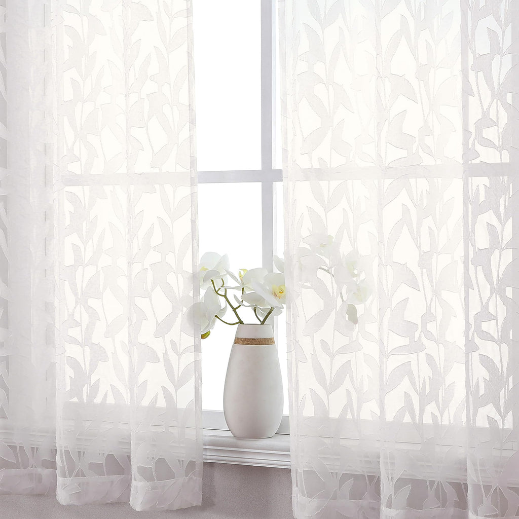 OWENIE Leyna 2 Panels Sage Green Sheer Curtains 63 Inch Length for Bedroom, Soft Lightweight Jacquard Clip Window Curtain for Living Room, Double Rod Pockets Textured Drapes, Each 40Wx63L Inches