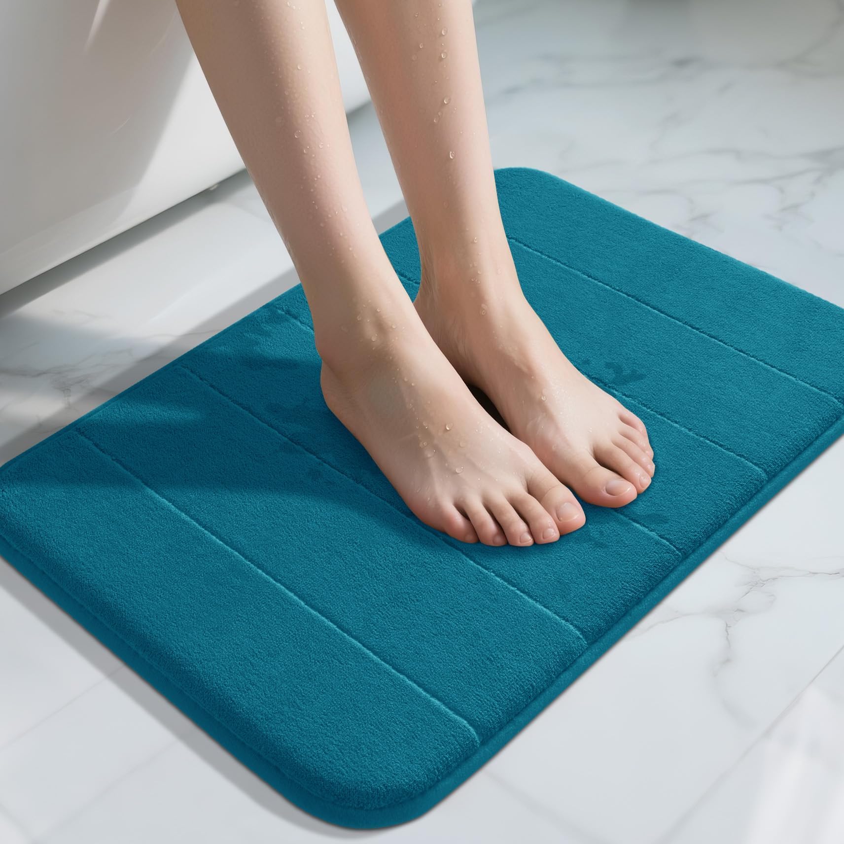Yimobra Memory Foam Bath Mat, Super Soft Absorbent Bathroom Rug Non Slip, Quick Dry, Machine Washable Floor Carpet for Tub Shower, Home Decor Accessories, 24x17, Grey