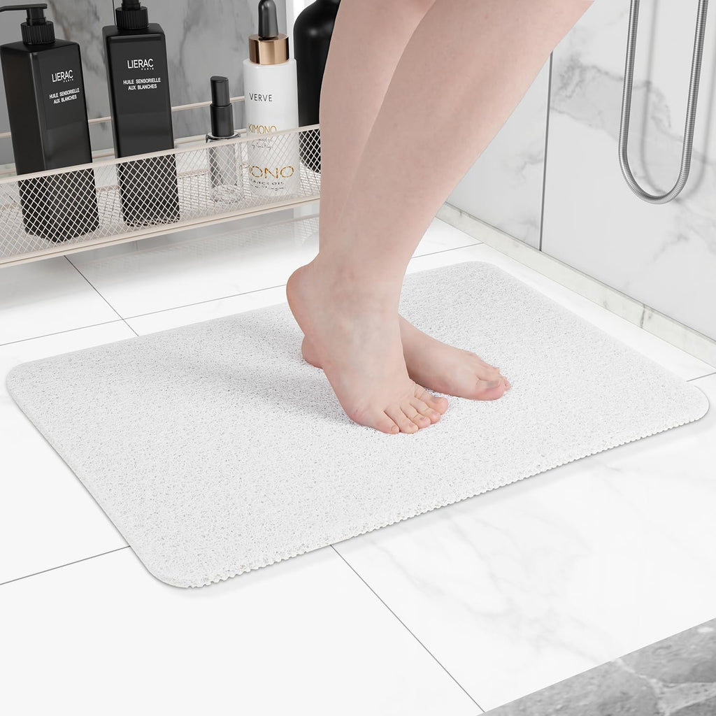 Hargiis Non Slip Bathtub Mat, Foot Scrubber Anti Slip Fast Drying Shower Mat for Tub, Floor,Bathroom, Home, Kitchen, Hotel, Beige, 24x16 Inches