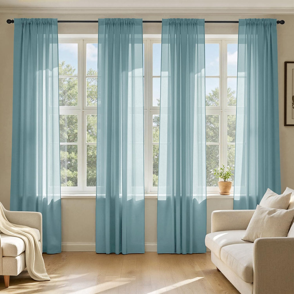 MIULEE White Sheer Curtains 84 Inches Long, 4 Panels Set, Light Filtering Rod Pocket Voile Drapes for Living Room and Bedroom, Airy Soft Fabric Window Treatments, 42 x 84 Inches