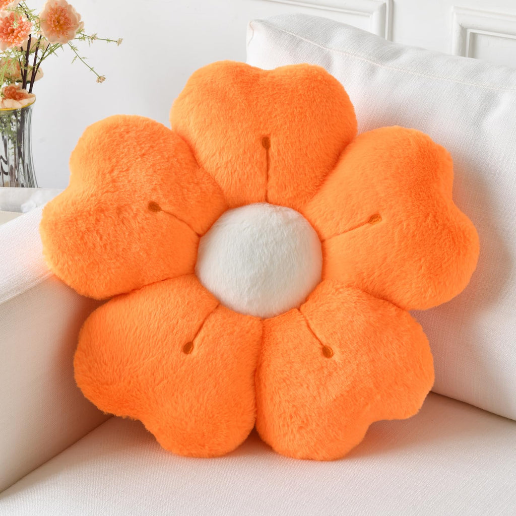Flower Pillow, Cute Decorative Throw Pillow (White, 15 Inches) | Flower Shaped Pillow, Decorative Throw Pillows for Bed Couch, Cute Daisy Pillow Dorm Decor Floor Seating Cushion