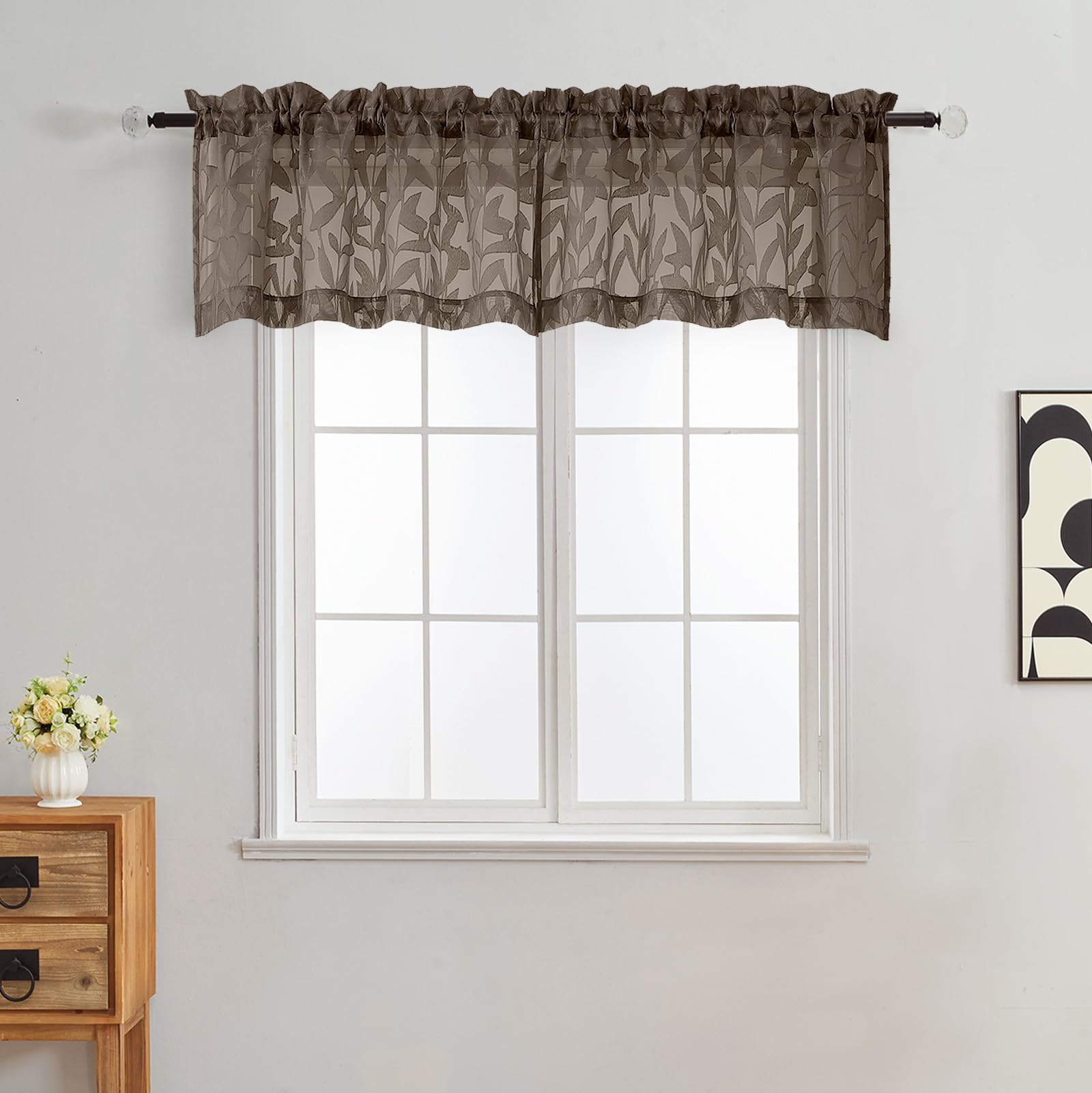 Gwine Sage Green Curtains 84 Inches Long 2 Panels Set, Light Filtering Soft Lightweight Sheer Curtains, Leaf Clip Jacquard Textured Curtain for Bedroom Living Room, 42Wx84L Inches, 2PCS