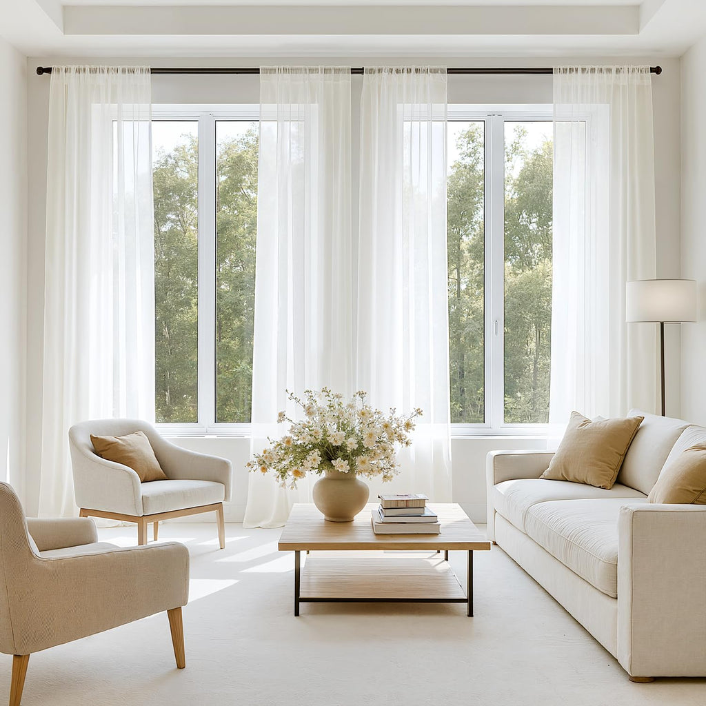 MIULEE White Sheer Curtains 84 Inches Long, 4 Panels Set, Light Filtering Rod Pocket Voile Drapes for Living Room and Bedroom, Airy Soft Fabric Window Treatments, 42 x 84 Inches