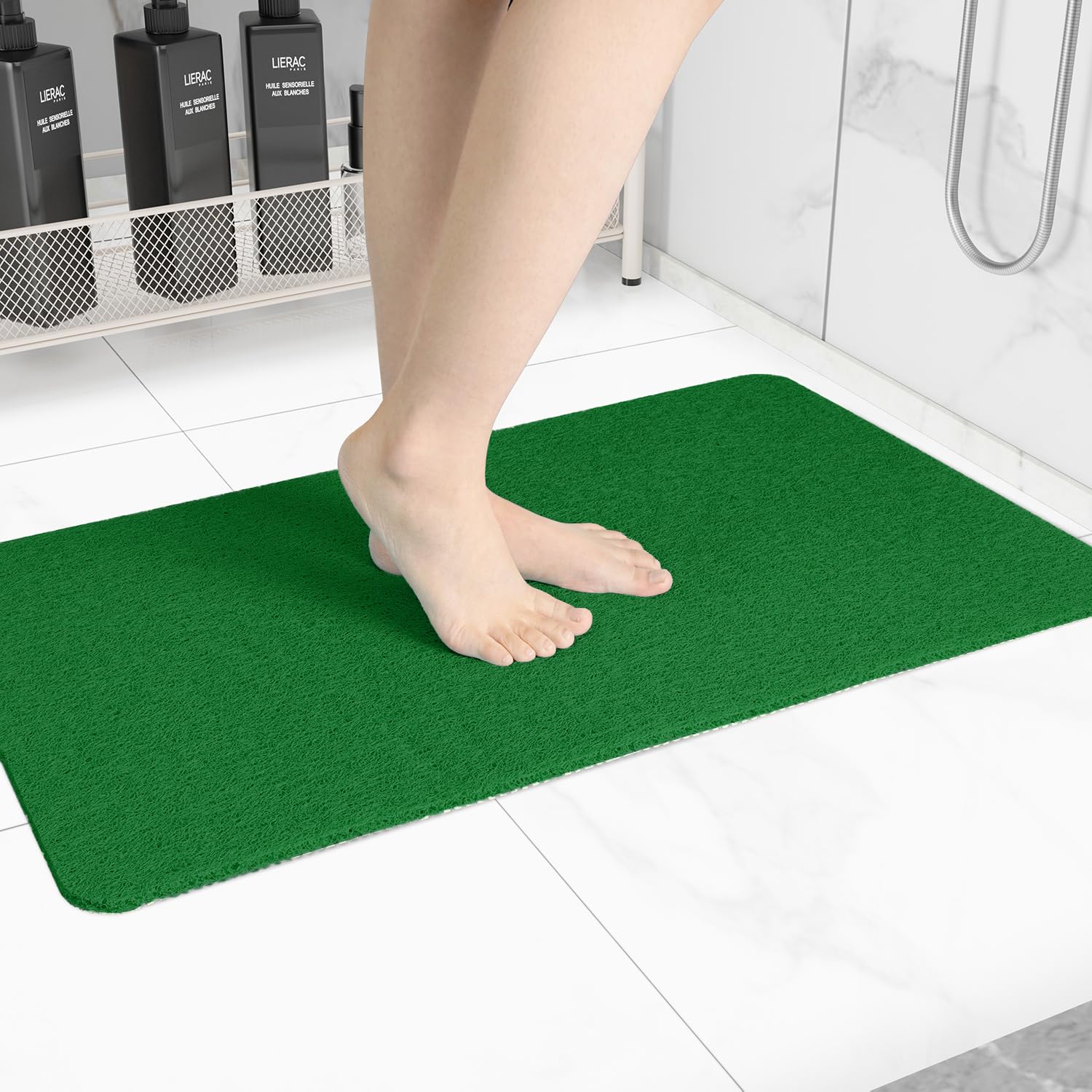 Hargiis Non Slip Bathtub Mat, Foot Scrubber Anti Slip Fast Drying Shower Mat for Tub, Floor,Bathroom, Home, Kitchen, Hotel, Beige, 24x16 Inches