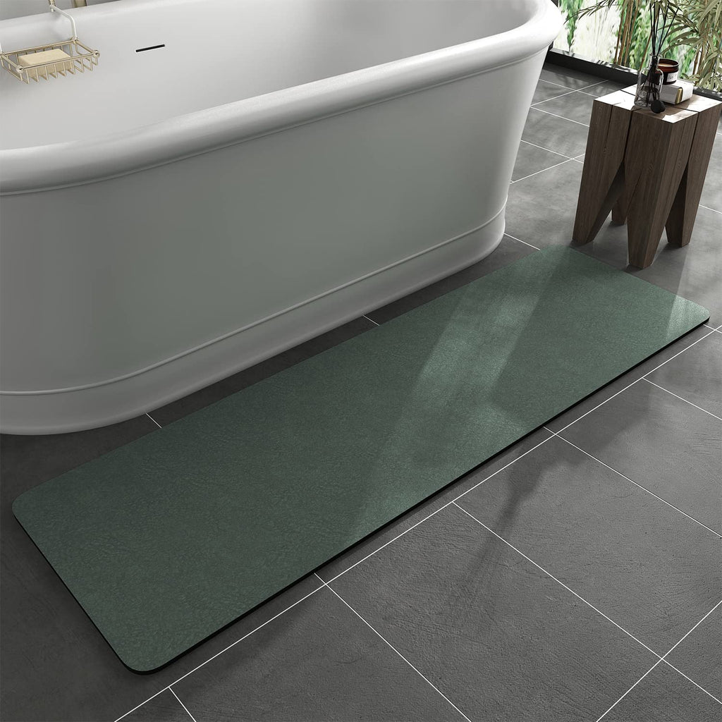 MontVoo -Bath Mat-Rubber Backing Non SlipThin Bathroom Rugs Fit Under Door- Quick Dry Absorbent Faux Suede Surface Grey Bathroom Floor Mats-Shower Rug for in Front of Bathtub Shower Gray 16x24