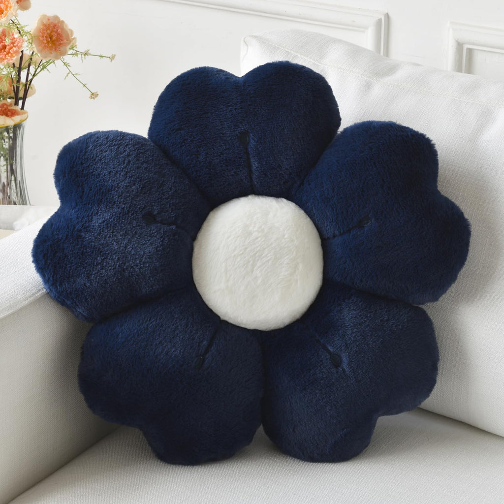 Flower Pillow, Cute Decorative Throw Pillow (White, 15 Inches) | Flower Shaped Pillow, Decorative Throw Pillows for Bed Couch, Cute Daisy Pillow Dorm Decor Floor Seating Cushion