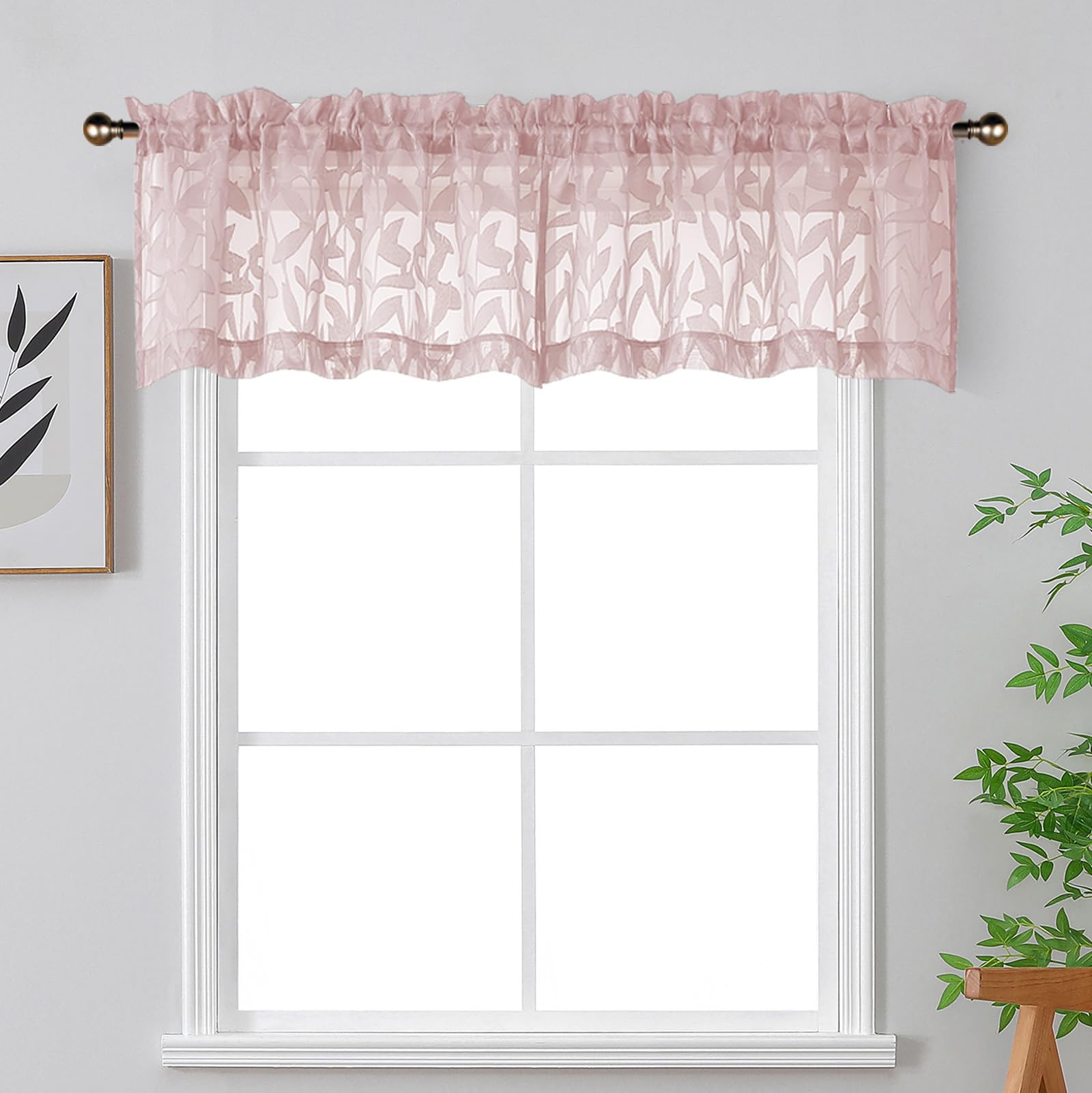 OWENIE Leyna 2 Panels Sage Green Sheer Curtains 63 Inch Length for Bedroom, Soft Lightweight Jacquard Clip Window Curtain for Living Room, Double Rod Pockets Textured Drapes, Each 40Wx63L Inches