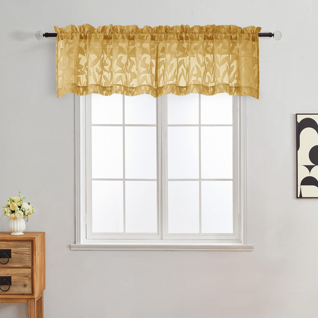 Gwine Sage Green Curtains 84 Inches Long 2 Panels Set, Light Filtering Soft Lightweight Sheer Curtains, Leaf Clip Jacquard Textured Curtain for Bedroom Living Room, 42Wx84L Inches, 2PCS