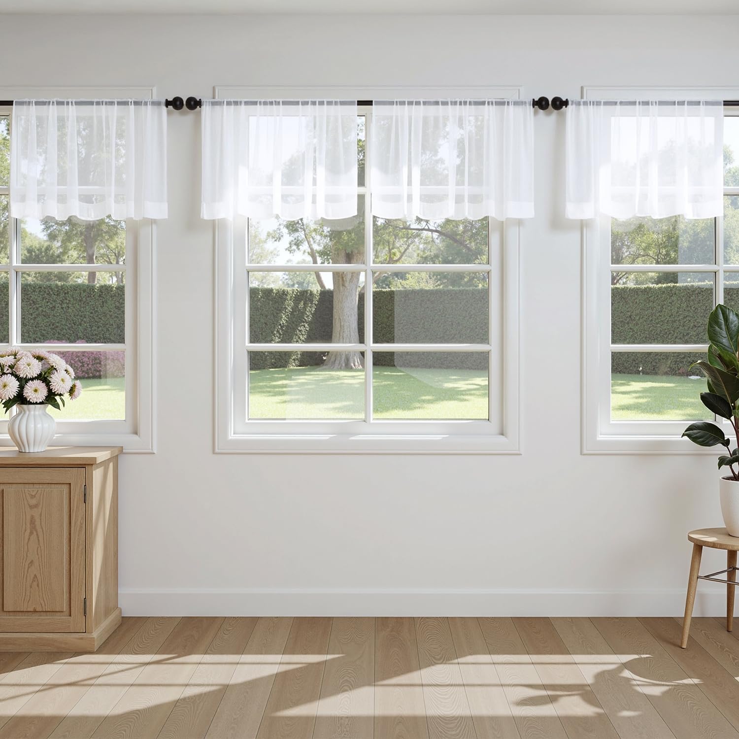 MIULEE White Sheer Curtains 84 Inches Long, 4 Panels Set, Light Filtering Rod Pocket Voile Drapes for Living Room and Bedroom, Airy Soft Fabric Window Treatments, 42 x 84 Inches