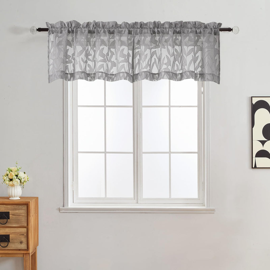 Gwine Sage Green Curtains 84 Inches Long 2 Panels Set, Light Filtering Soft Lightweight Sheer Curtains, Leaf Clip Jacquard Textured Curtain for Bedroom Living Room, 42Wx84L Inches, 2PCS