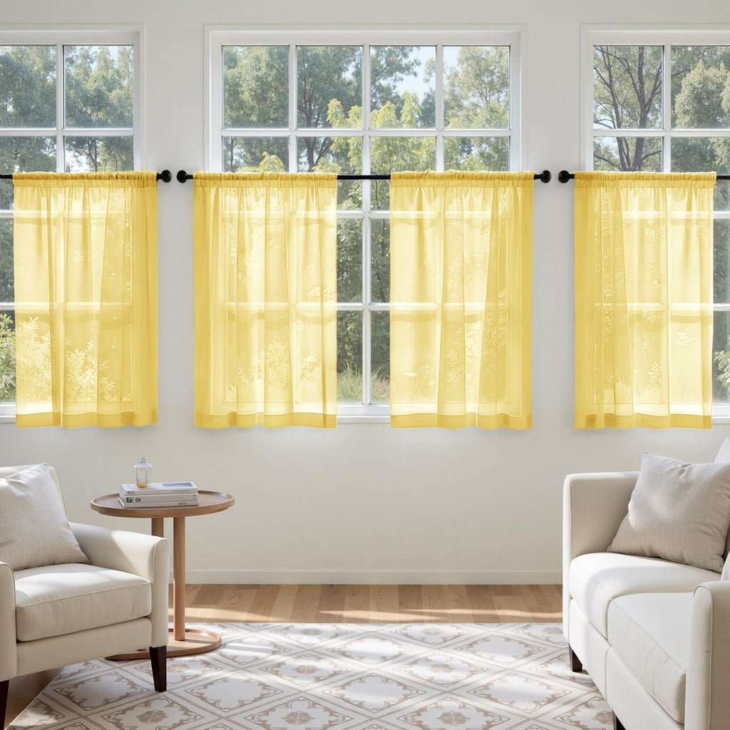 MIULEE White Sheer Curtains 84 Inches Long, 4 Panels Set, Light Filtering Rod Pocket Voile Drapes for Living Room and Bedroom, Airy Soft Fabric Window Treatments, 42 x 84 Inches