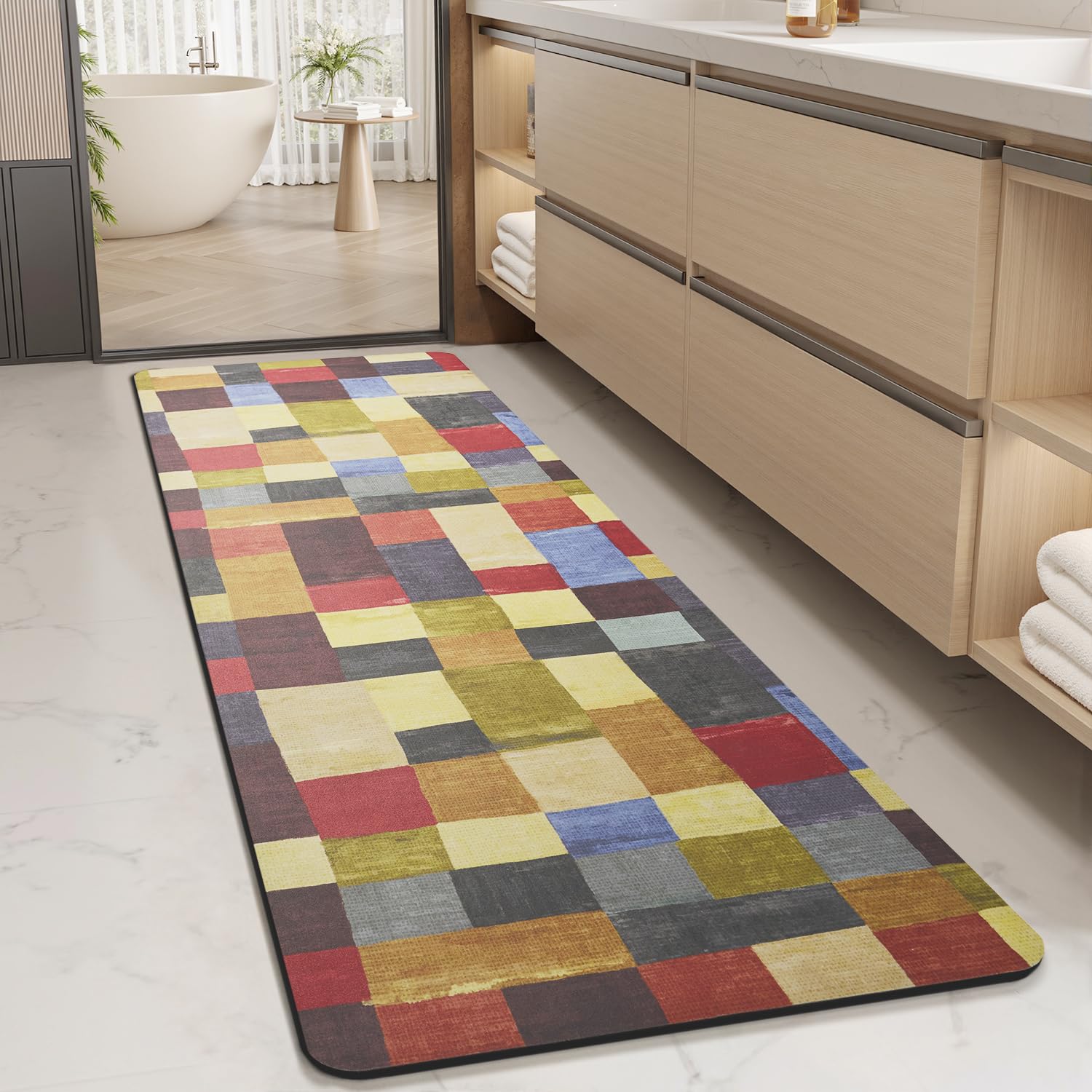 MontVoo -Bath Mat-Rubber Backing Non SlipThin Bathroom Rugs Fit Under Door- Quick Dry Absorbent Faux Suede Surface Grey Bathroom Floor Mats-Shower Rug for in Front of Bathtub Shower Gray 16x24