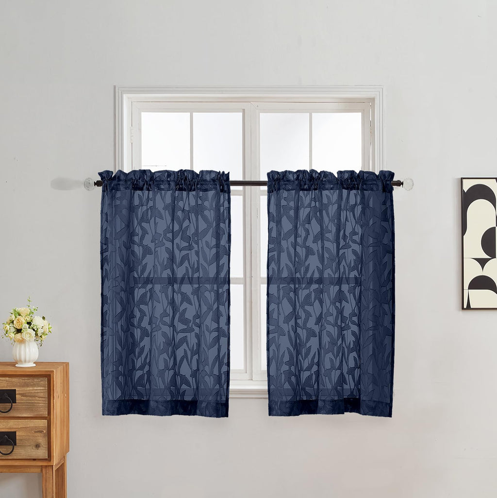 Gwine Sage Green Curtains 84 Inches Long 2 Panels Set, Light Filtering Soft Lightweight Sheer Curtains, Leaf Clip Jacquard Textured Curtain for Bedroom Living Room, 42Wx84L Inches, 2PCS