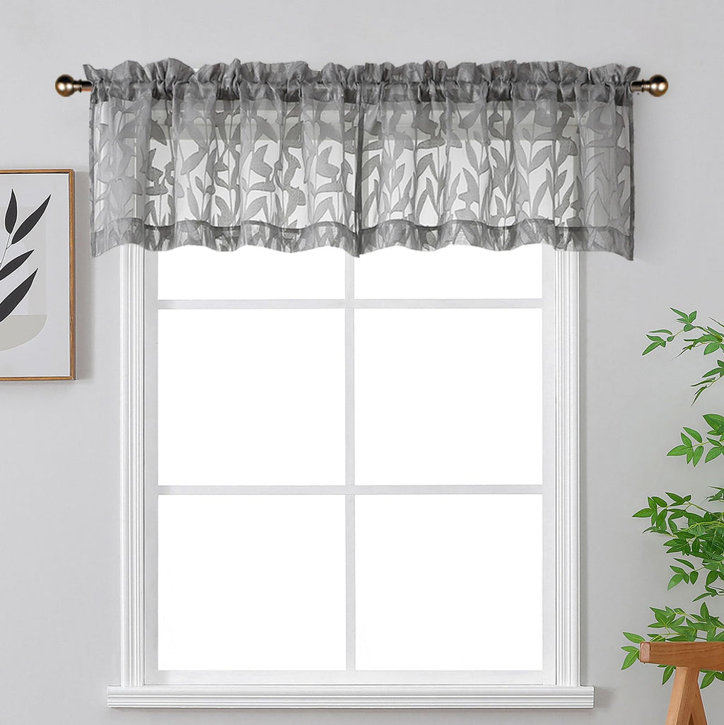 OWENIE Leyna 2 Panels Sage Green Sheer Curtains 63 Inch Length for Bedroom, Soft Lightweight Jacquard Clip Window Curtain for Living Room, Double Rod Pockets Textured Drapes, Each 40Wx63L Inches
