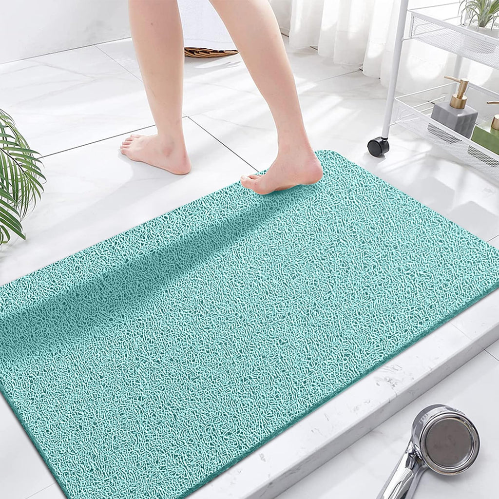 godehone Shower Mats Non Slip Without Suction Cups, PVC Loofah Bathroom Mats, Loofah Mats for Shower and Bathroom, Quick Drying, 15.7× 36 Inch, Grey