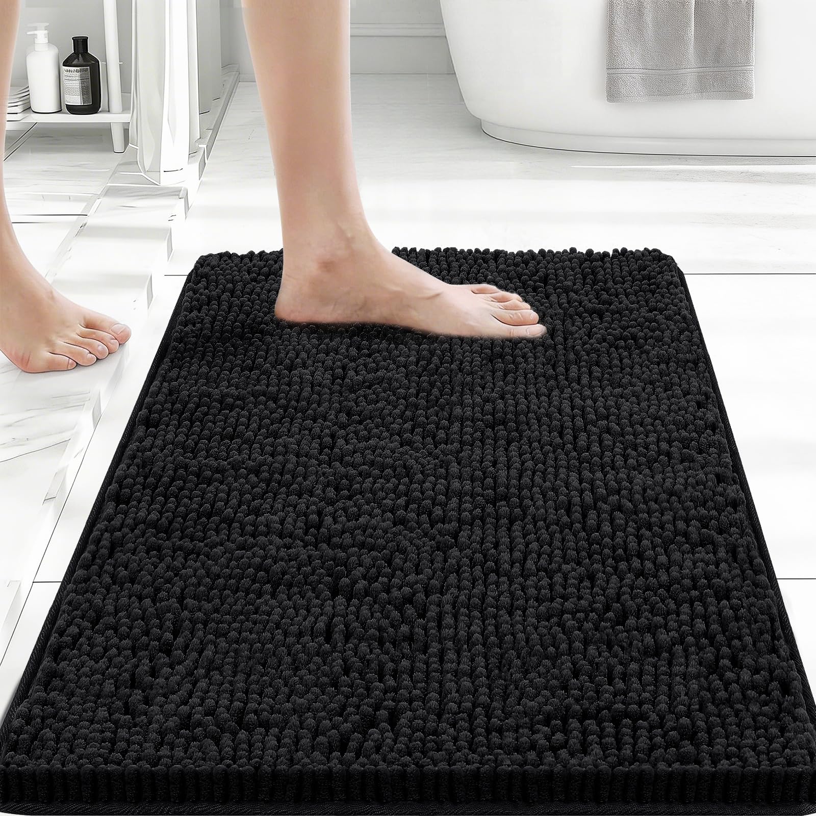 Bcoimo Bathroom Rugs 24x17, Bath Mats for Bathroom Non Slip with Rubber Backing,High Absorbent Microfiber Bath Rugs Quick Drying, Machine Washable, Durable Decor