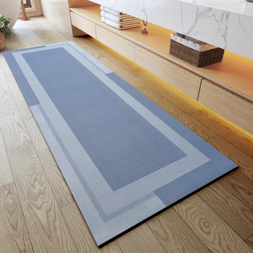 YDKGL Non Slip Bath Mat, Rubber Backing Ultra Thin Bathroom Rugs Fit Under Door Quick Dry Super Absorbent Washable Bath Rug Shower Mat for Bathroom Floor Bathtub Shower Sink, Easy Care Gray 16"x 24"