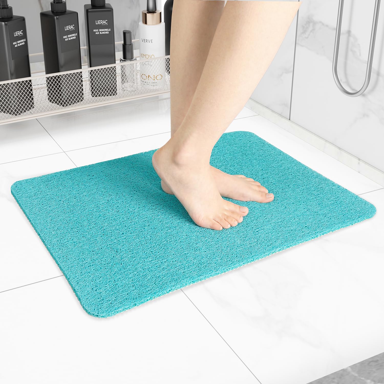 Hargiis Non Slip Bathtub Mat, Foot Scrubber Anti Slip Fast Drying Shower Mat for Tub, Floor,Bathroom, Home, Kitchen, Hotel, Beige, 24x16 Inches