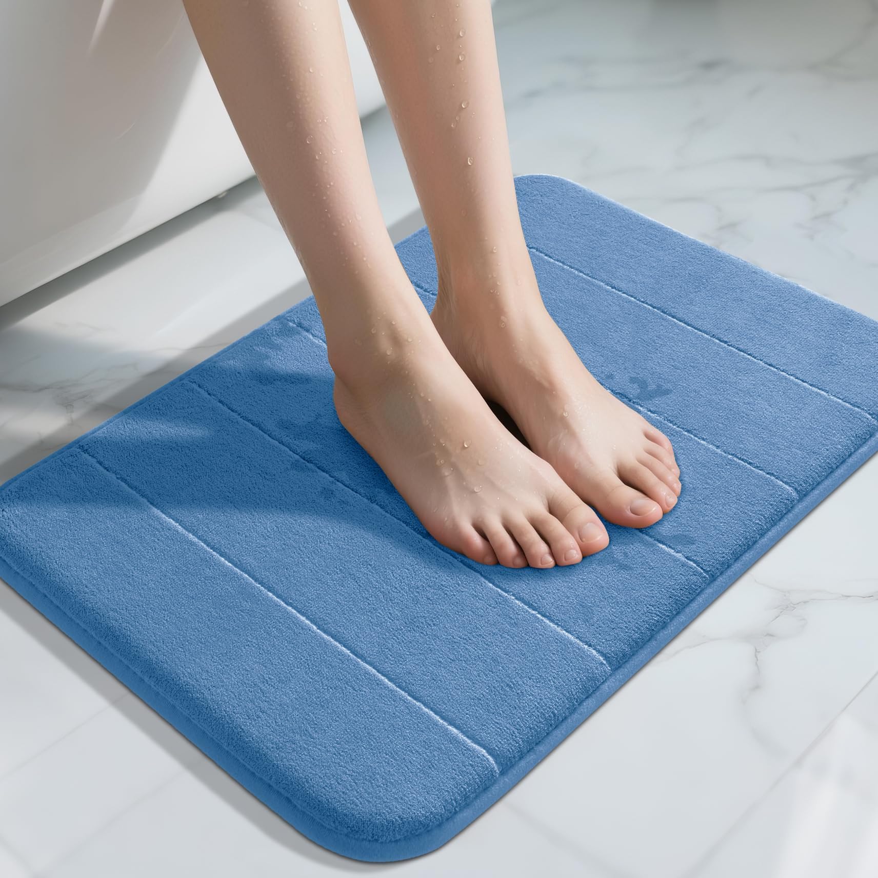 Yimobra Memory Foam Bath Mat, Super Soft Absorbent Bathroom Rug Non Slip, Quick Dry, Machine Washable Floor Carpet for Tub Shower, Home Decor Accessories, 24x17, Grey