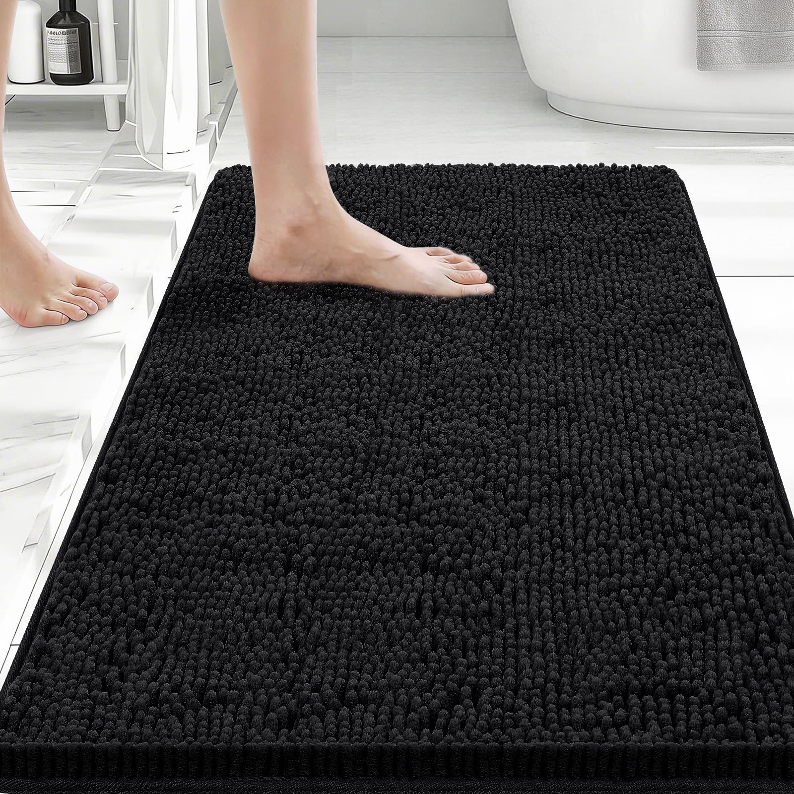 Bcoimo Bathroom Rugs 24x17, Bath Mats for Bathroom Non Slip with Rubber Backing,High Absorbent Microfiber Bath Rugs Quick Drying, Machine Washable, Durable Decor