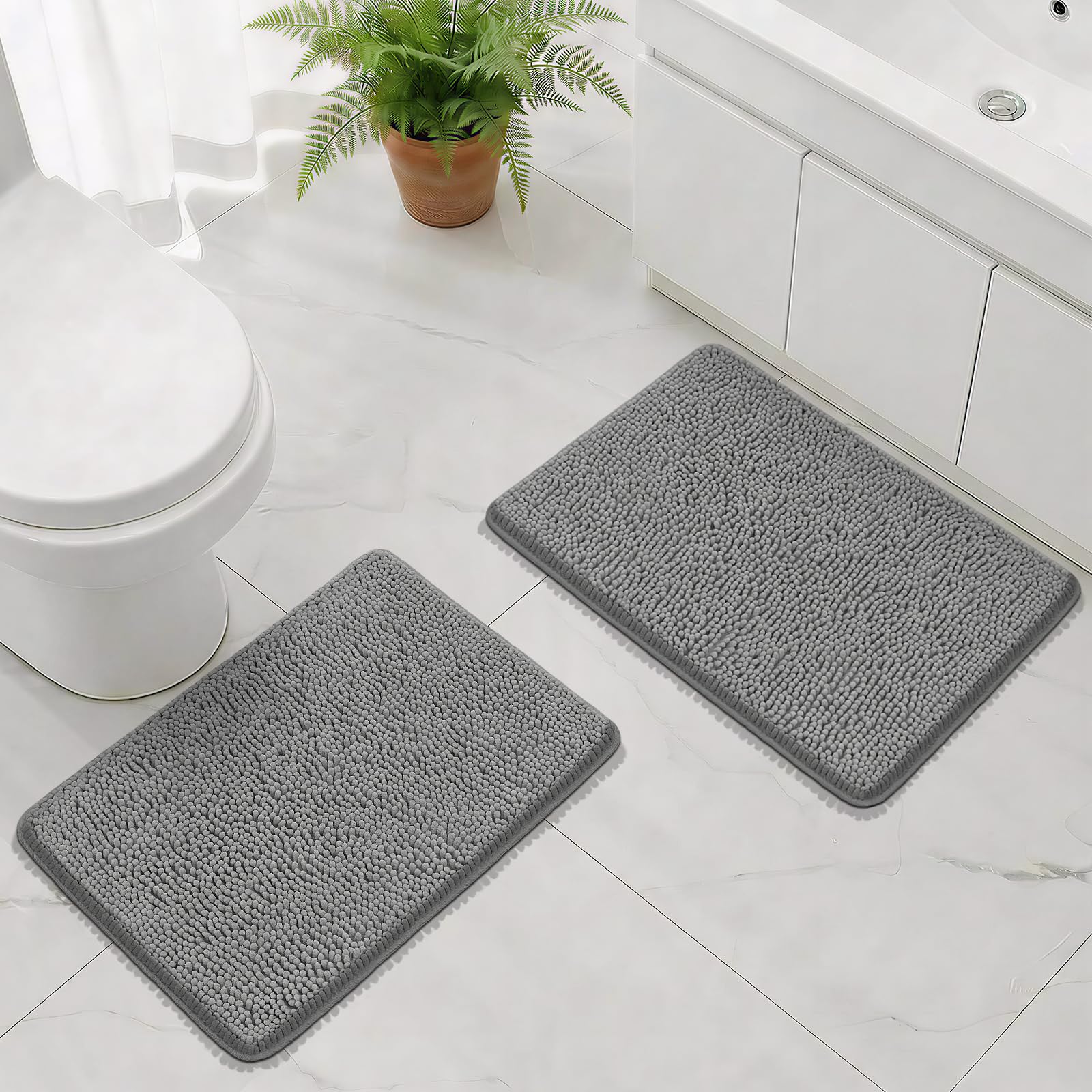 Bcoimo Bathroom Rugs 24x17, Bath Mats for Bathroom Non Slip with Rubber Backing,High Absorbent Microfiber Bath Rugs Quick Drying, Machine Washable, Durable Decor