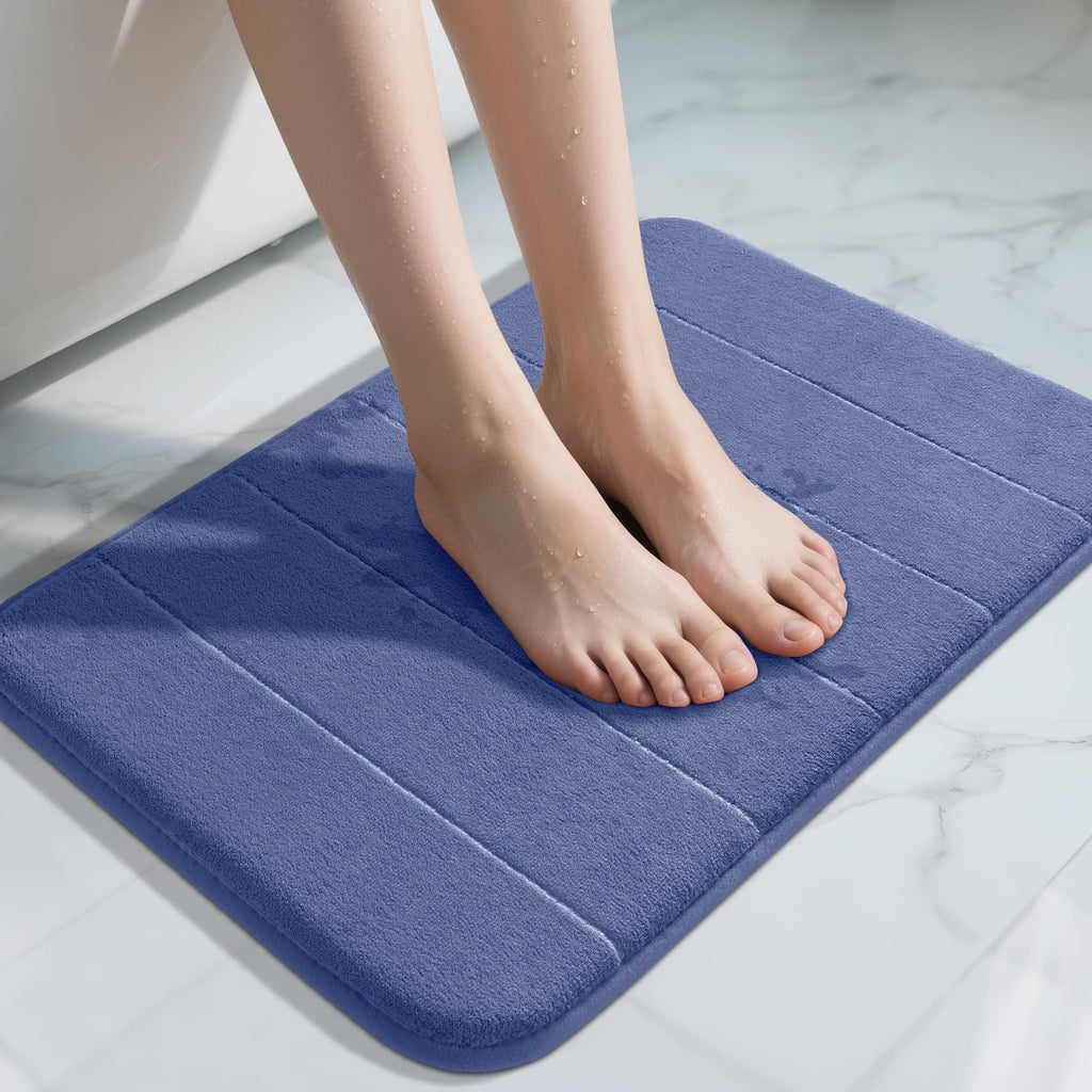 Yimobra Memory Foam Bath Mat, Super Soft Absorbent Bathroom Rug Non Slip, Quick Dry, Machine Washable Floor Carpet for Tub Shower, Home Decor Accessories, 24x17, Grey