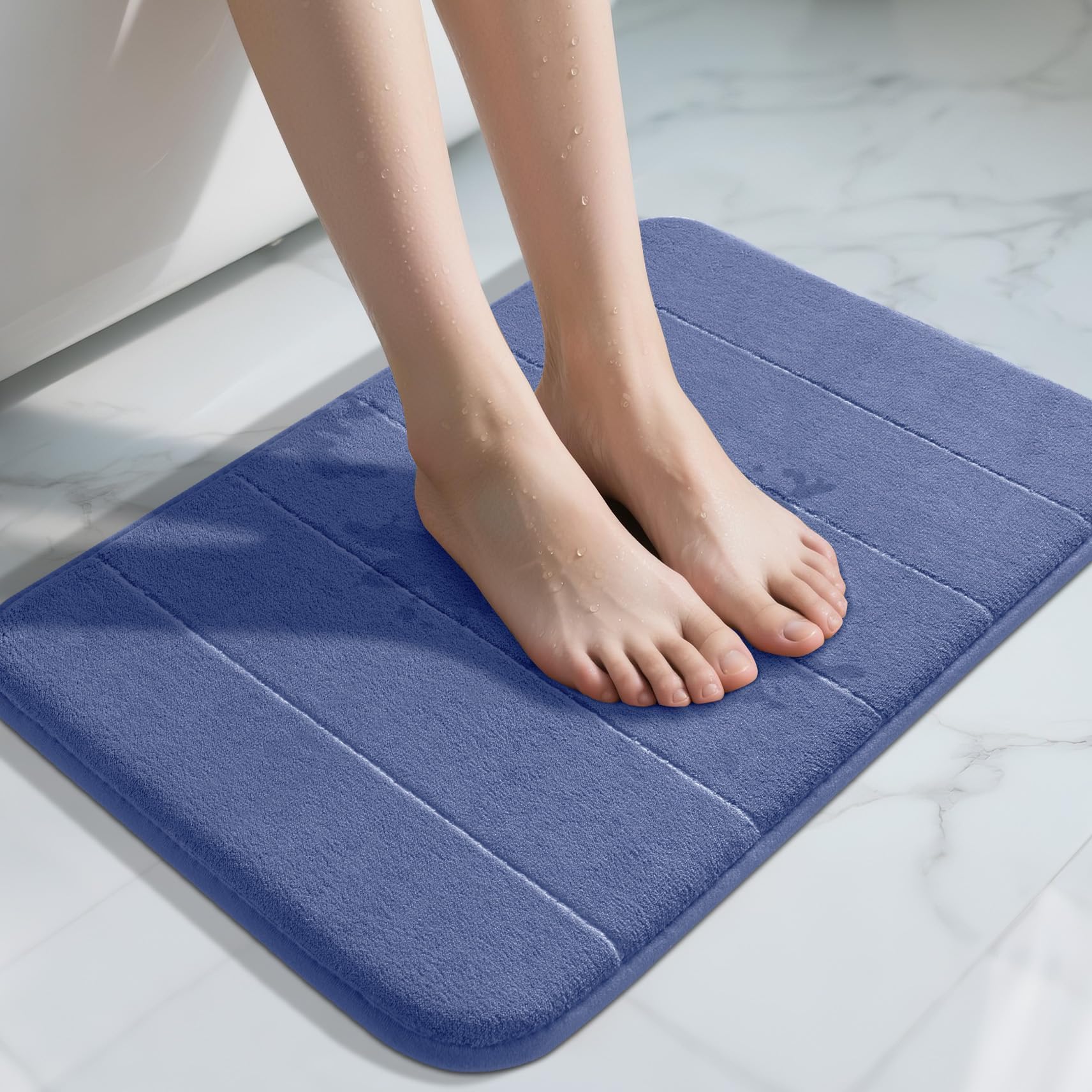 Yimobra Memory Foam Bath Mat, Super Soft Absorbent Bathroom Rug Non Slip, Quick Dry, Machine Washable Floor Carpet for Tub Shower, Home Decor Accessories, 24x17, Grey