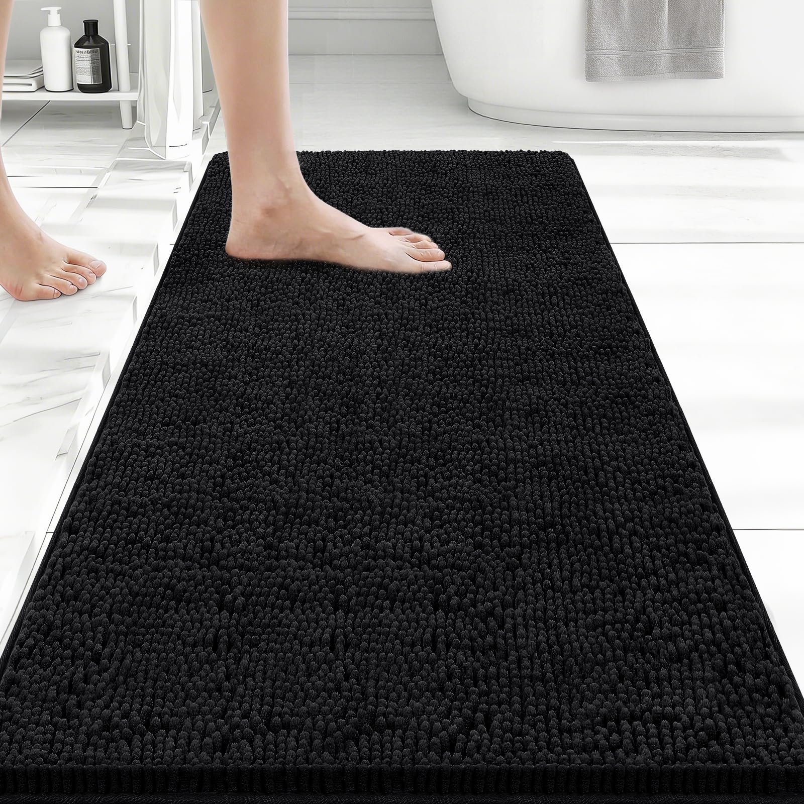Bcoimo Bathroom Rugs 24x17, Bath Mats for Bathroom Non Slip with Rubber Backing,High Absorbent Microfiber Bath Rugs Quick Drying, Machine Washable, Durable Decor