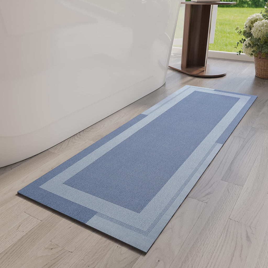 YDKGL Non Slip Bath Mat, Rubber Backing Ultra Thin Bathroom Rugs Fit Under Door Quick Dry Super Absorbent Washable Bath Rug Shower Mat for Bathroom Floor Bathtub Shower Sink, Easy Care Gray 16"x 24"