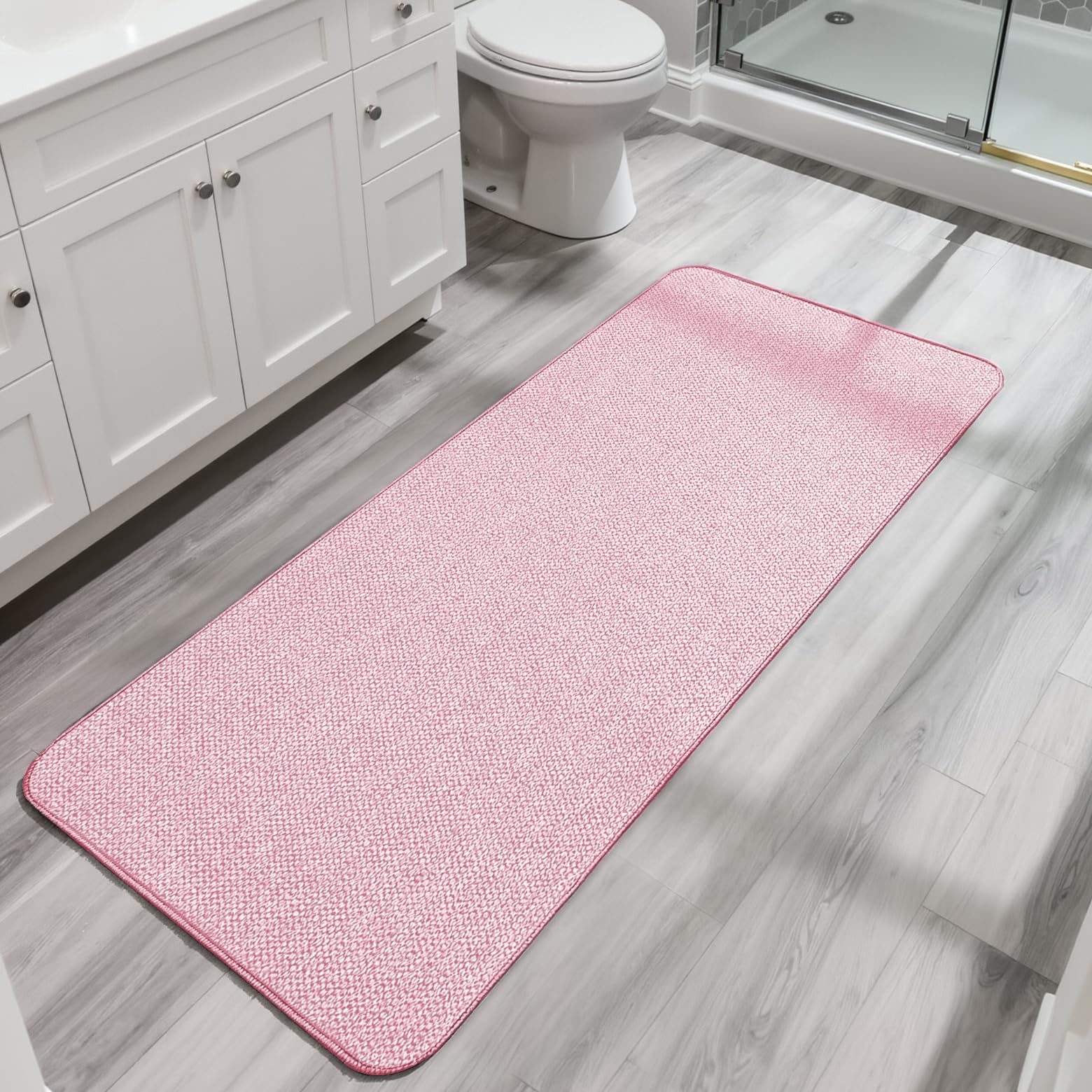 Bath Mat,Ultra Thin Bathroom Rugs,Rubber Bath Mats for Bathroom,No Slip Bath Rugs,Quick Dry,Machine Washable,Low Pile,Absorbent,Shower Outside,Sink,Home Decor Accessories.Grey,1'5"x2'3"(17x27Inch)