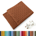 TREELY 100% Cotton Knitted Throw Blanket Couch Cover Blanket(60 x 80 Inches, Light Sage Green)