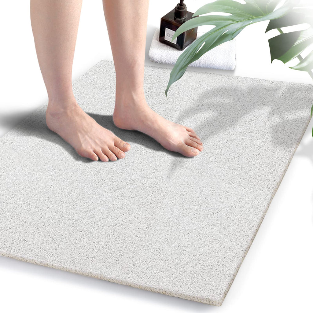 godehone Shower Mats Non Slip Without Suction Cups, PVC Loofah Bathroom Mats, Loofah Mats for Shower and Bathroom, Quick Drying, 15.7× 36 Inch, Grey