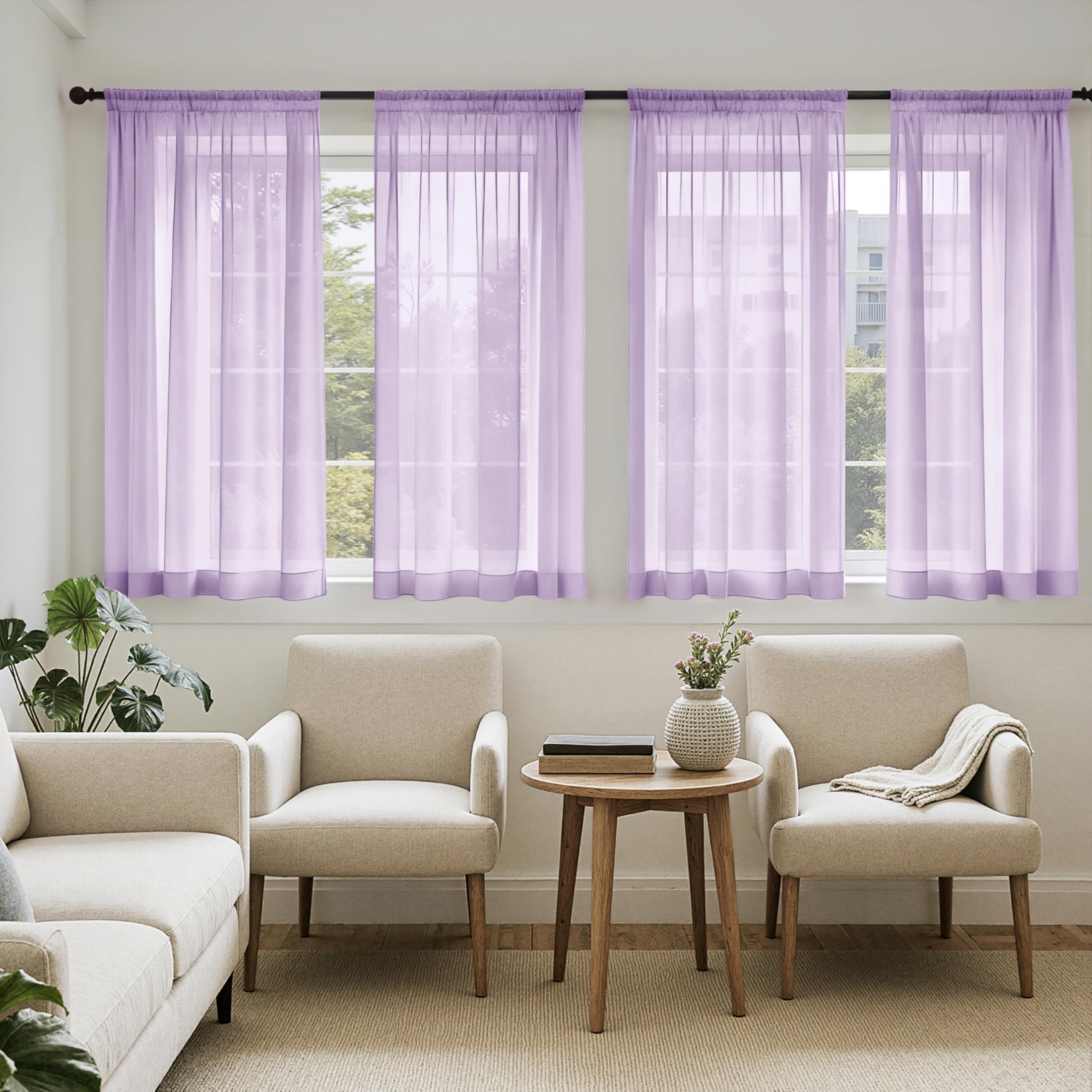 MIULEE White Sheer Curtains 84 Inches Long, 4 Panels Set, Light Filtering Rod Pocket Voile Drapes for Living Room and Bedroom, Airy Soft Fabric Window Treatments, 42 x 84 Inches