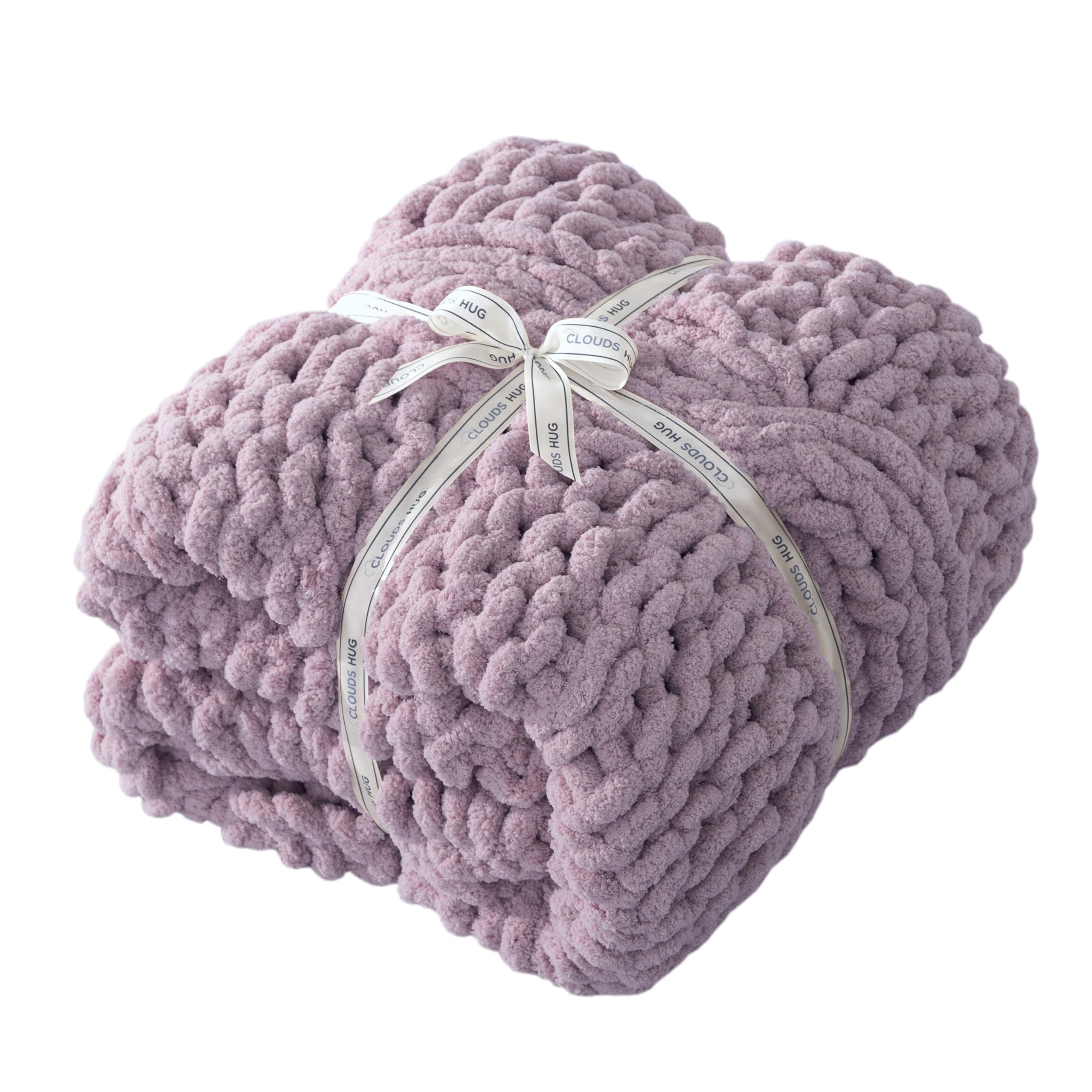 50x60 Inch Pink 100% Hand Knitted Chunky Soft Thick Warm Knit Throw Blanket for Couch Winter Use
