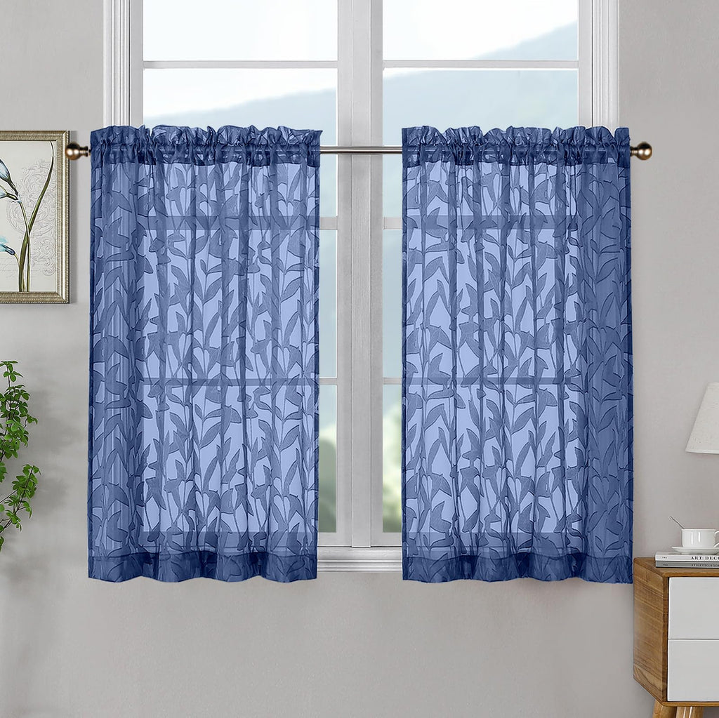 OWENIE Leyna 2 Panels Sage Green Sheer Curtains 63 Inch Length for Bedroom, Soft Lightweight Jacquard Clip Window Curtain for Living Room, Double Rod Pockets Textured Drapes, Each 40Wx63L Inches