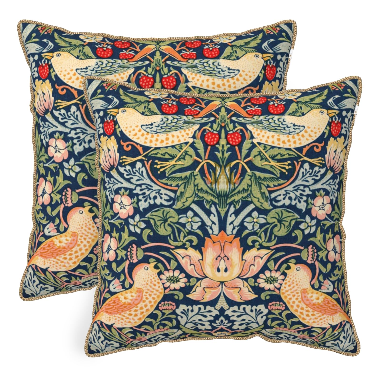 Vintage Floral Soft Velvet Throw Pillow Covers Set of 2 Burnt Orange Navy Flowers Plant Decorative Pillow Covers 18x18 Inch Art Botanical Pillow Case For Sofa Couch Outdoor Farmhouse Home Decor
