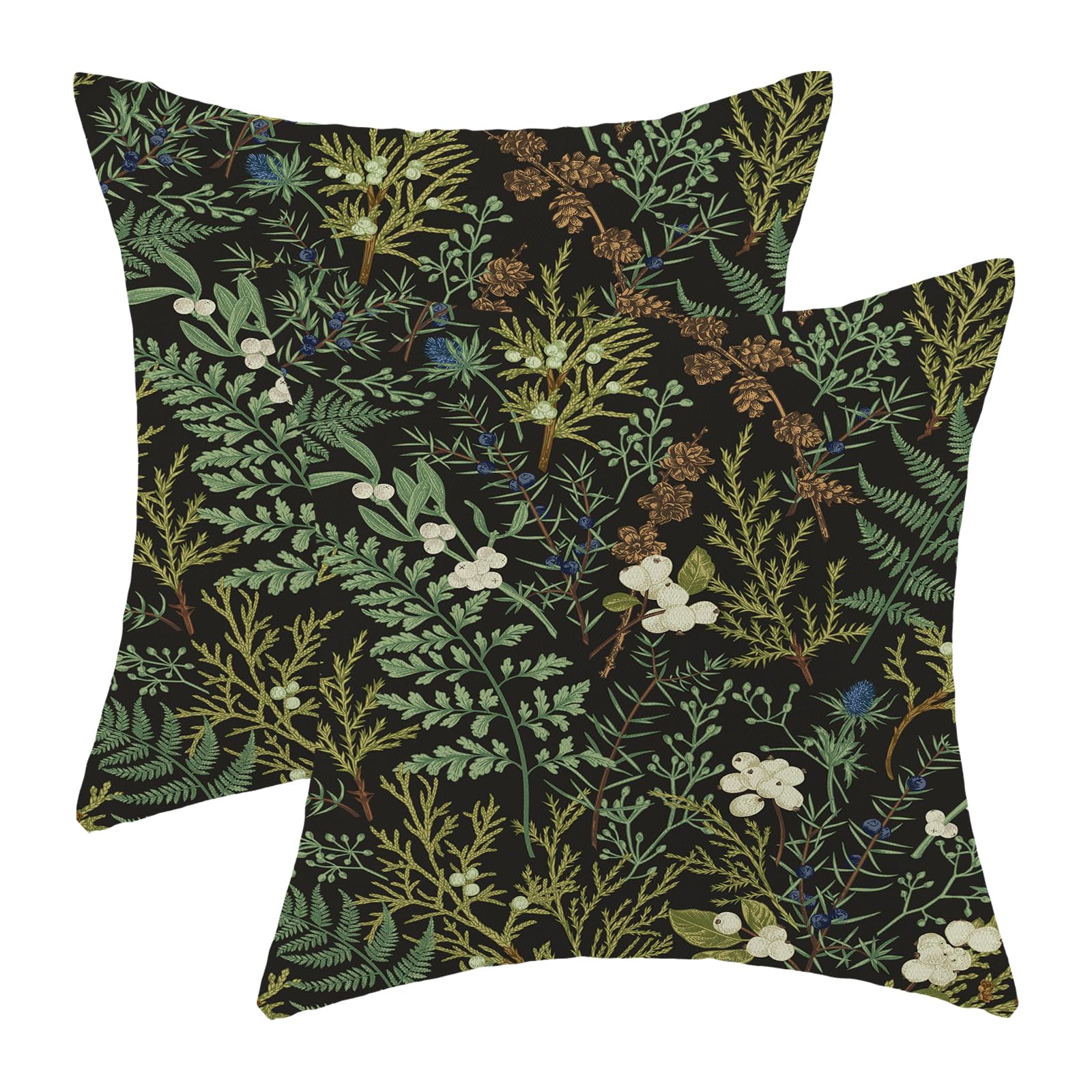 AEIOAE Spring Pillow Covers 18x18 Inch Set of 2,Sage Green Wild Flower Plant Throw Pillows Case,Seasonal Floral Outdoor Decorative Square Linen Farmhouse Decor Cushion Covers for Home Sofa Bed Couch
