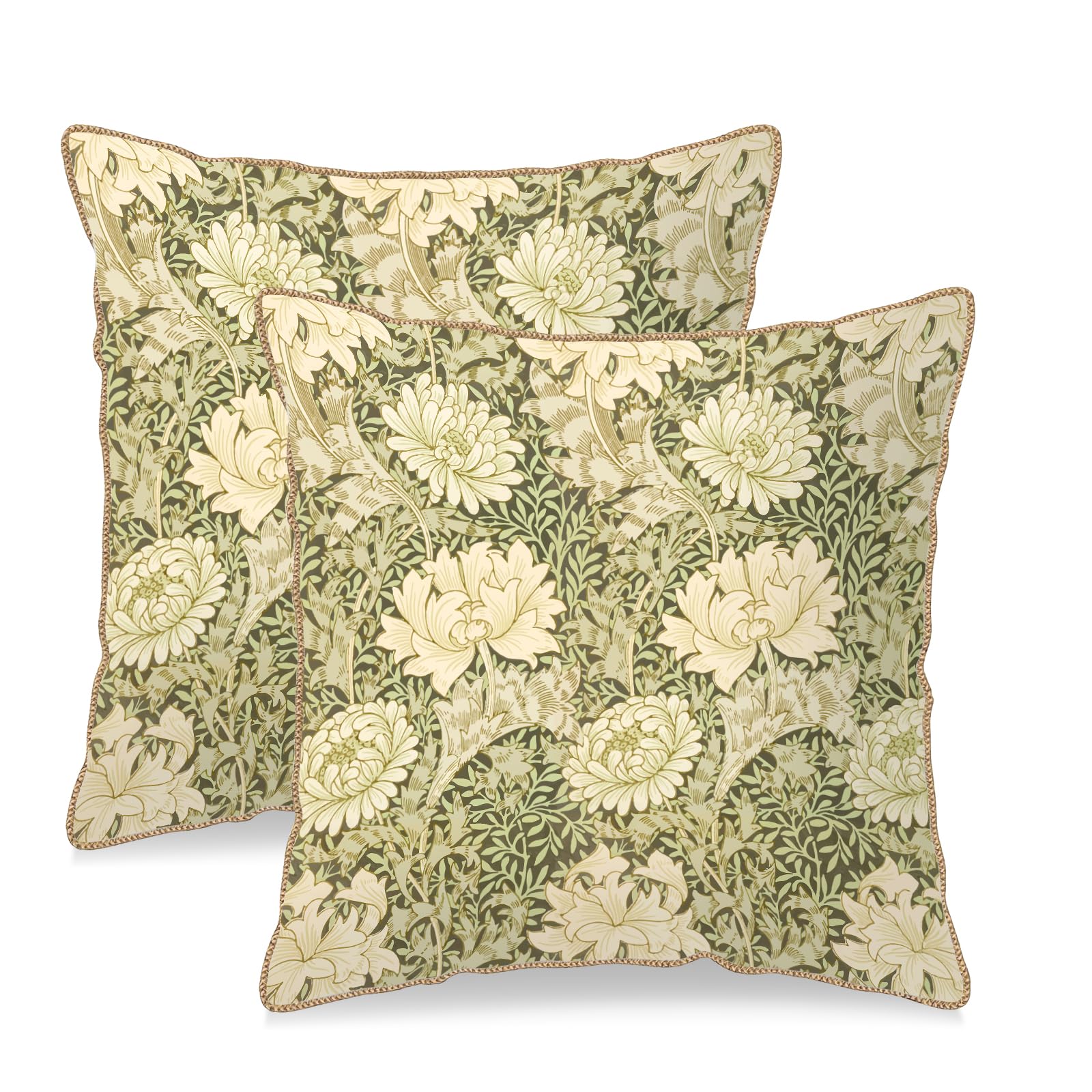 Vintage Floral Soft Velvet Throw Pillow Covers Set of 2 Burnt Orange Navy Flowers Plant Decorative Pillow Covers 18x18 Inch Art Botanical Pillow Case For Sofa Couch Outdoor Farmhouse Home Decor